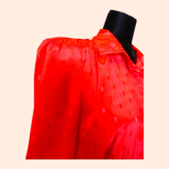 🔴 SALE VTG 80's Embossed Pattern Long Sleeve Button-Up Dress - Picture 7 of 10